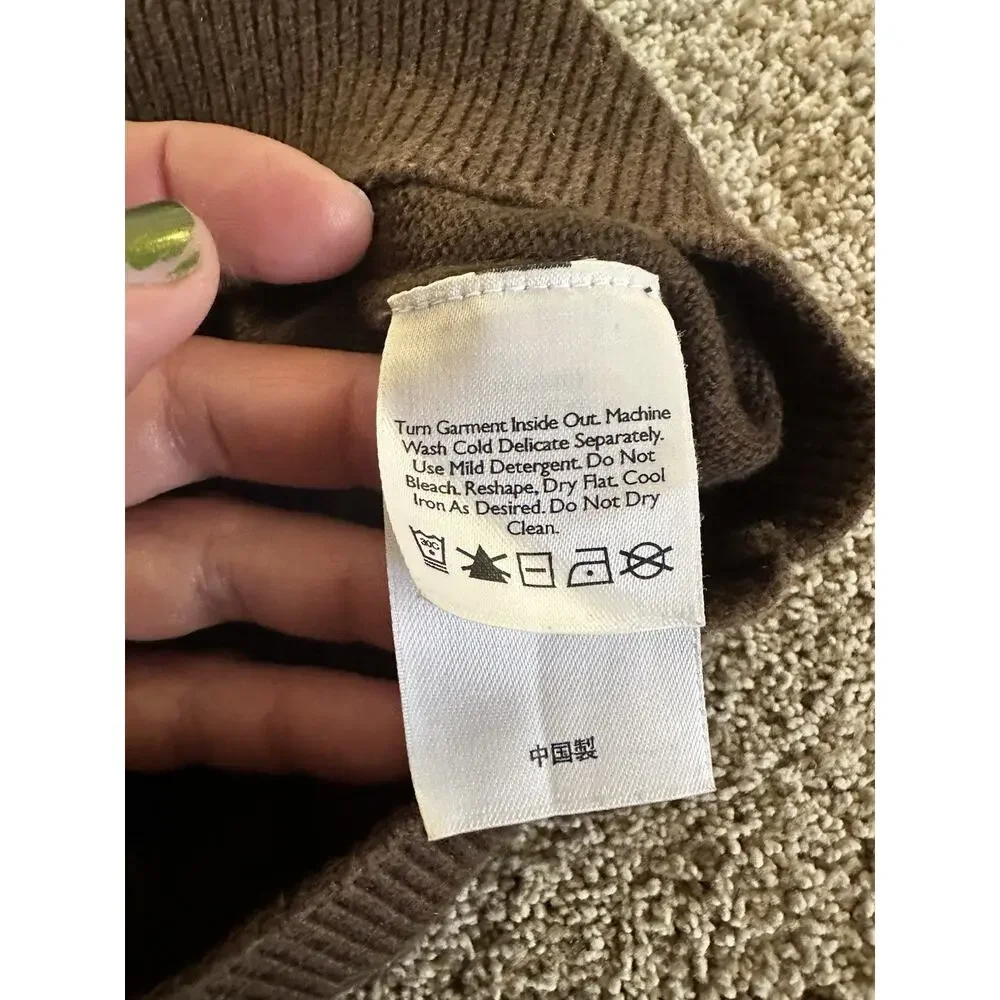 Mens Eddie Bauer Quarter Zip Cotton & Cashmere Sweater Brown Pullover XL TALL - Picture 8 of 11